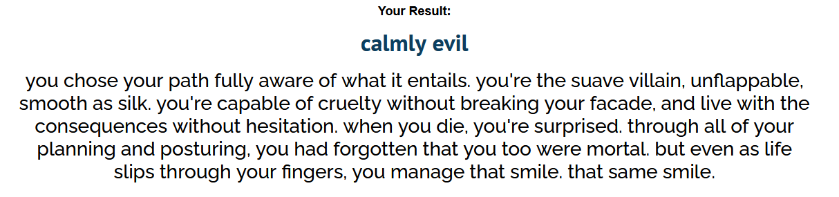 my nighttime routine says that i am chaotically evil. what are you?