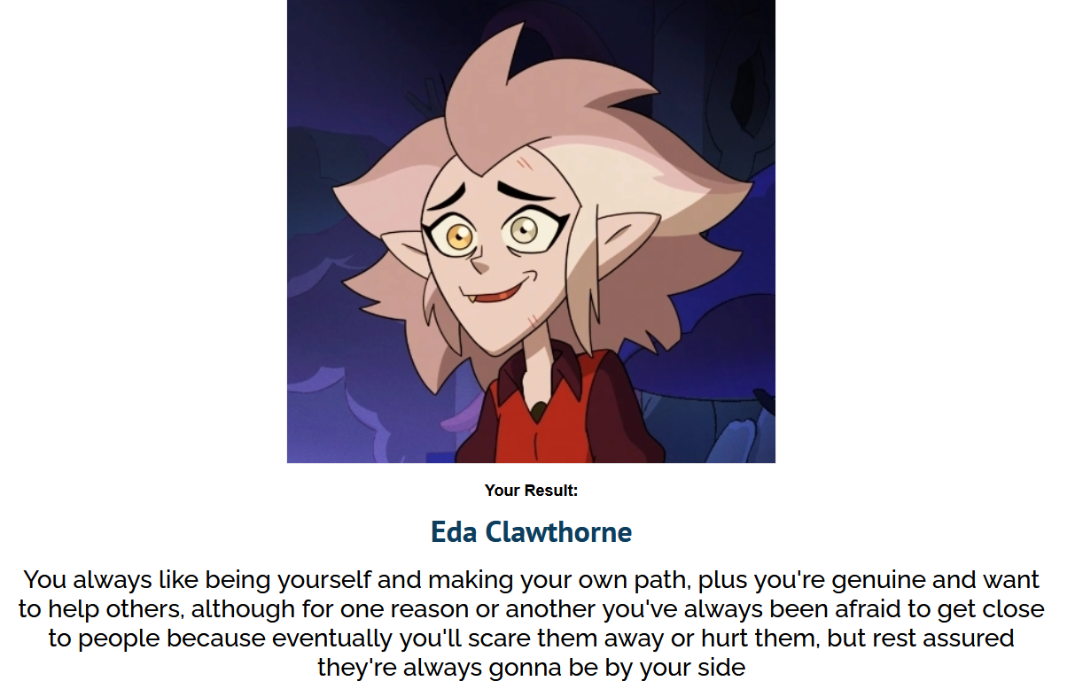 my owl house character is eda. what did you get?